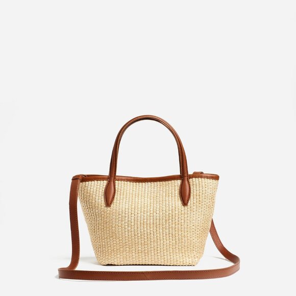 Madewell Handbags - NWT Madewell The Mini Shopper Tote in Leather-Trimmed Straw